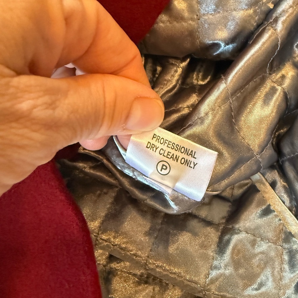 Calvin Klein Wool Blend Peacoat Size Large Women's Dark Red Jacket Zipper Front - Picture 6 of 7